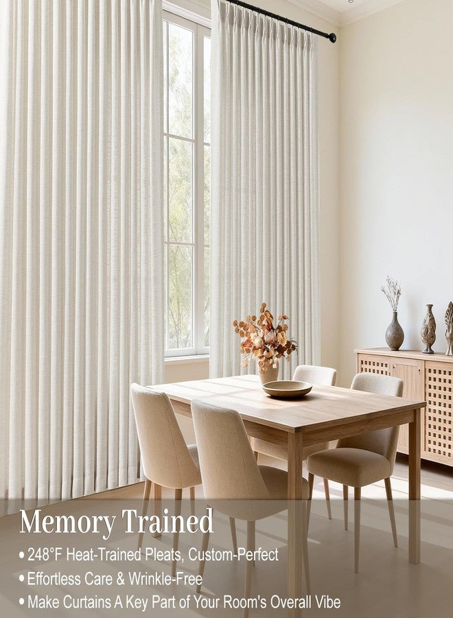 IVAPUPU Pinch Pleated Linen Curtains 84 Inch Length 2 Panels Set, Light Filtering Linen Blend Sheer Drapes Memory Trained Pleated Curtain Back Tab with Hooks Rings for Living Room Bedroom, Natural, W40xL84 - Image 3